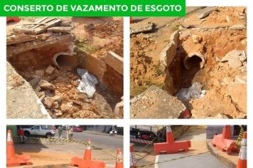 Reparo em vazamento em um esgoto localizado na Avenida São João 