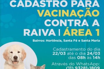 CADASTRO PARA VACINAÇÃO CONTRA A RAIVA