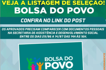 VEJA A LISTAGEM DE SELEÇÃO BOLSA DO POVO