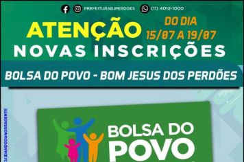 NOVAS INSCRIÇÕES PARA A BOLSA DO POVO