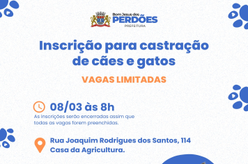 INSCRIÇÃO PARA CASTRAÇÃO DE CÃES E GATOS