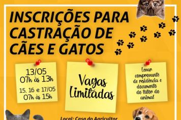 INSCRIÇÃO PARA CASTRAÇÃO DE CÃES E GATOS