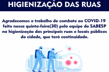 Desinfecção das principais ruas e locais públicos 