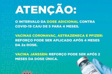 DIMINUIÇAO NO INTERVALO DA DOSE ADICIONAL DA VACINA