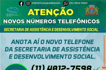 ATENÇÃO NOVOS NÚMEROS TELEFÔNICOS