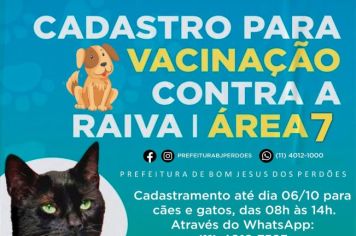 CADASTRO PARA VACINAÇÃO CONTRA A RAIVA ÁREA 07