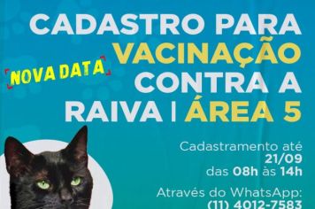 CADASTRO PARA VACINAÇÃO CONTRA A RAIVA ÁREA 05