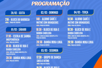 PROGRAMAÇÃO COMPLETA CARNAVAL 2025