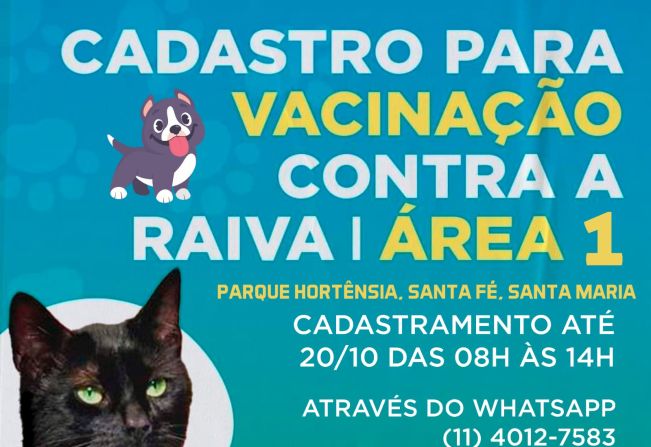 CADASTRO PARA VACINAÇÃO CONTRA A RAIVA ÁREA 01