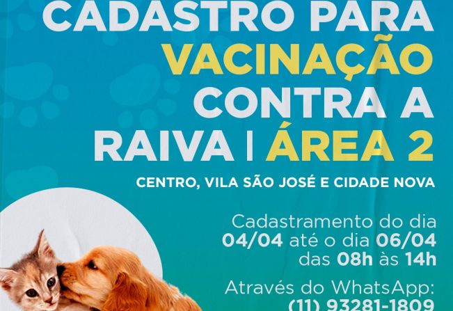 CADASTRO PARA VACINAÇÃO CONTRA  A RAIVA 