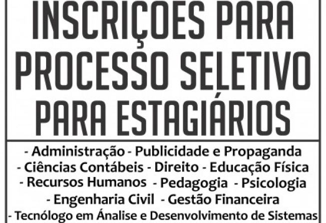 PROCESSO SELETIVO PARA ESTAGIÁRIOS