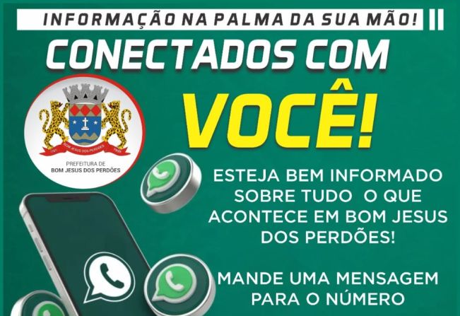 ACOMPANHE AS INFORMAÇÕES DE BOM JESUS DOS PERDÕES NO WHATSAPP!