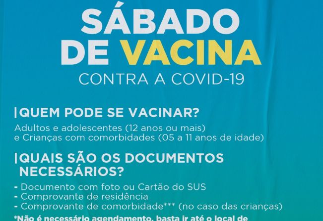 SÁBADO DE VACINA CONTRA A COVID-19