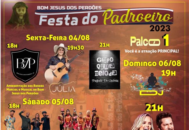 ATRAÇÕES DO PALCO 1 - FESTA DO PADROEIRO