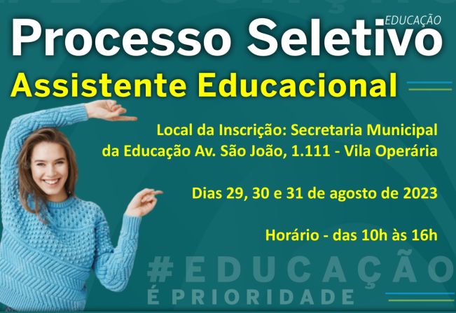 Processo Seletivo para Assistente Educacional (CR) - n° 02/2023