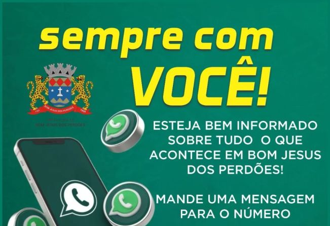 ACOMPANHE AS INFORMAÇÕES DE BOM JESUS DOS PERDÕES NO WHATSAPP!