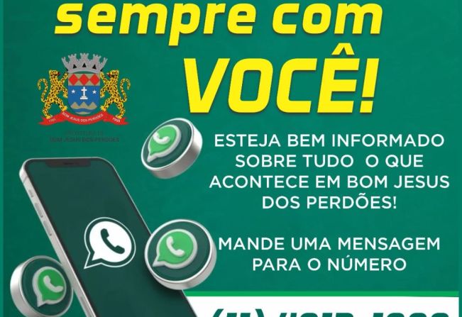 ACOMPANHE AS INFORMAÇÕES DE BOM JESUS DOS PERDÕES NO WHATSAPP!