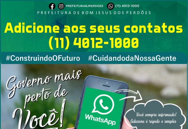 ACOMPANHE AS INFORMAÇÕES DE BOM JESUS DOS PERDÕES NO WHATSAPP!