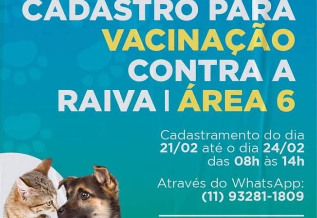 CADASTRO PARA VACINAÇÃO CONTRA  A RAIVA 