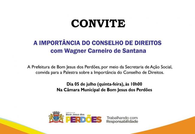 PALESTRA SOBRE A IMPORTÂNCIA DO CONSELHO DE DIREITOS