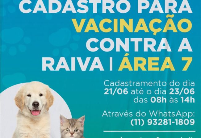 CADASTRO PARA VACINAÇÃO CONTRA A RAIVA ÁREA 07