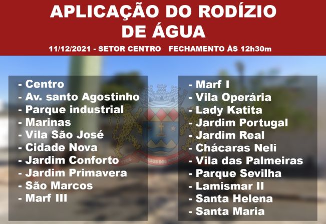 APLICAÇAO DO RODÍZIO DE ÁGUA 