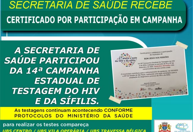 SECRETARIA DE SAÚDE RECEBE CERTIFICADO