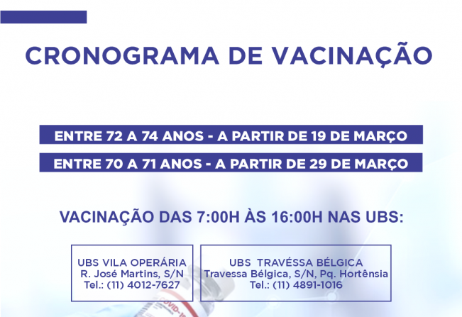 CRONOGRAMA DE VACINAÇÃO